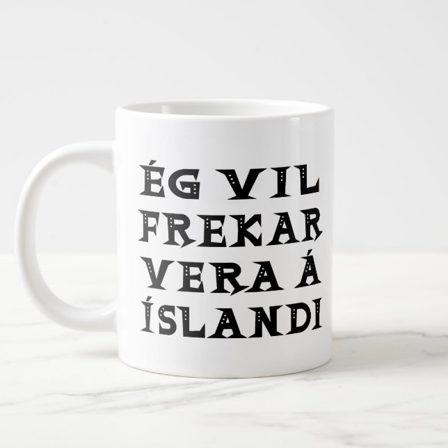 Grande Tasse Je préférerais être en Islande Citer la typographi (Gauche)