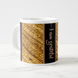 Grande Tasse Je suis Mug reconnaissant or marron Design