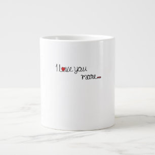 Grande Tasse Je t'aime plus Typography Design coeurs rouges