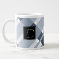 Jean Bleu Navy Carreaux Rayures Motif Monogramme
