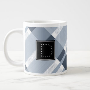 Grande Tasse Jean Bleu Navy Carreaux Rayures Motif Monogramme