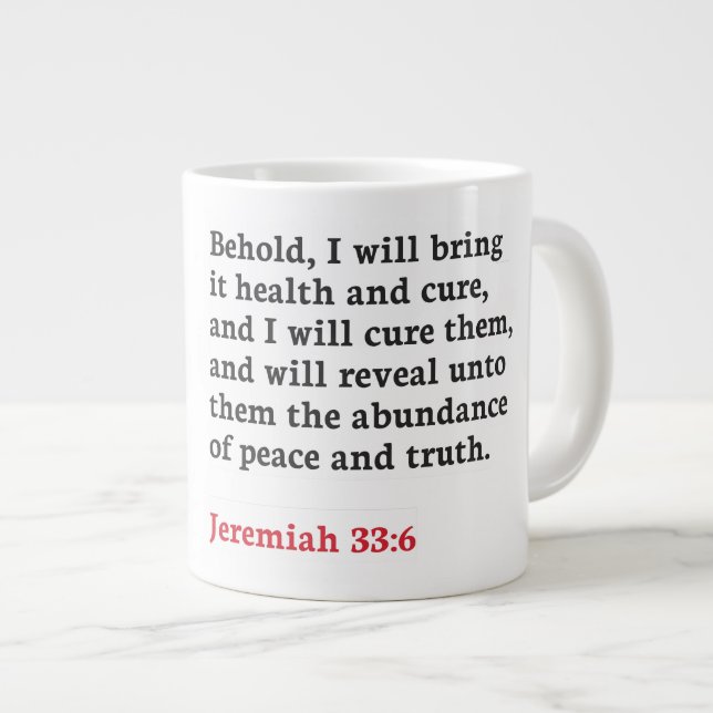 Grande Tasse Jérémie 33:6 - Mug Jumbo (Devant droit)