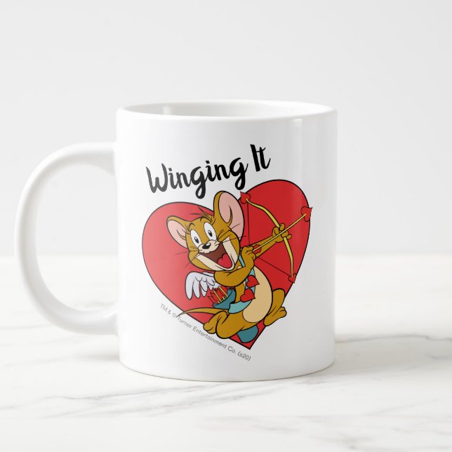 Grande Tasse Jerry Mouse habillée en Valentine Cupide (Gauche)