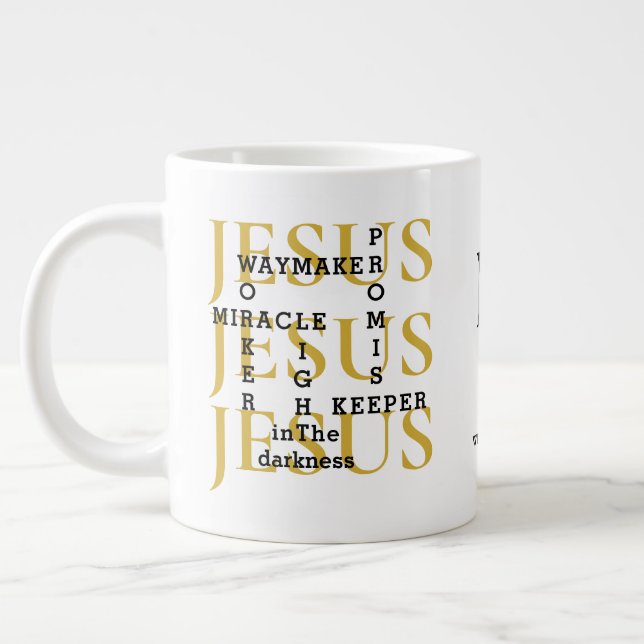 Grande Tasse Jesus Waymaker Monogram Christian Coffee Mug (Gauche)