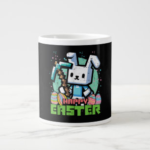 Grande Tasse Jeu de pixels de lapin de Pâques heureux 