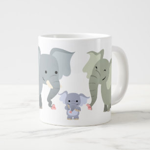 Grande Tasse Joli dessin Elephant famille Jumbo Mug