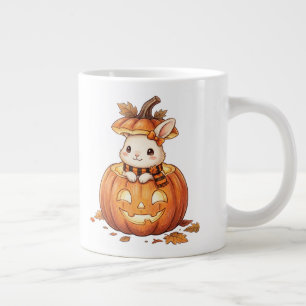 Grande Tasse Joli lapin citrouille d'Halloween - Lapin d'automn