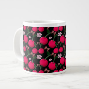 Grande Tasse Joli motif floral rouge Cerise