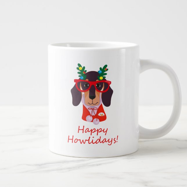 Grande Tasse Joli Noël Joyeux Howlidays Chien Dachshund Doxie (Droite)