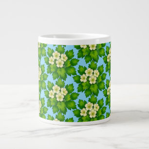 Grande Tasse Joli papier d'emballage à fleurs blanches et feuil
