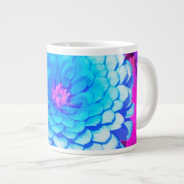 Grande Tasse Jolie Zinnia Bleue dans le Jardin d'été pourpre (Devant droit)