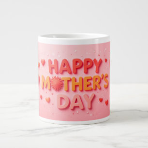 Grande Tasse Joyeuse fête des Mères avec des cœurs