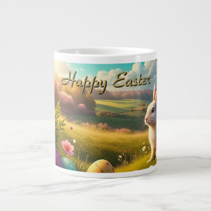 Grande Tasse Joyeuses Pâques dans un paysage printanier