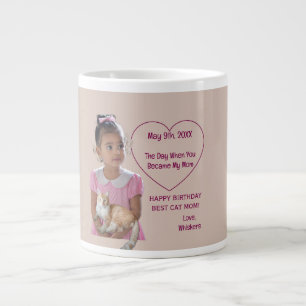 Grande Tasse Joyeux Anniversaire Photos Chat & Maman