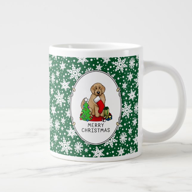 Grande Tasse Joyeux Noël 2 Goldendoodle (rouge doré) mignonne (Droite)