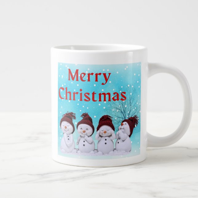 Grande Tasse Joyeux Noël mignon Petits Snowmen adorable (Droite)