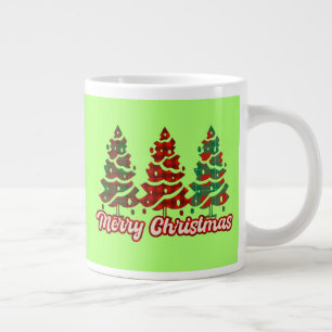 Grande Tasse Joyeux Noël Motif Arbres à carreaux de Buffalo -42
