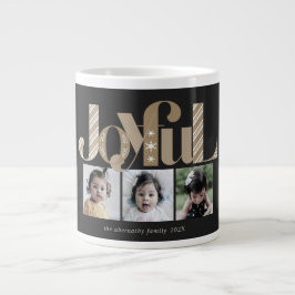 Grande Tasse Joyeux Noël Trois Photo Black Gold