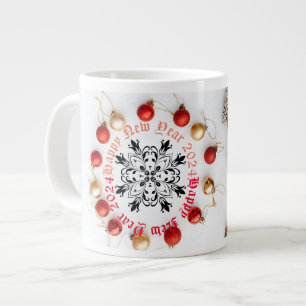 Grande Tasse Joyeux Nouvel An blanc bicolore