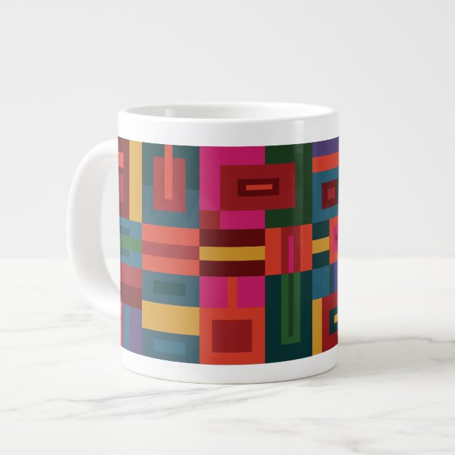 Grande Tasse Jumbo Log Cabine Quilt Motif (Devant gauche)