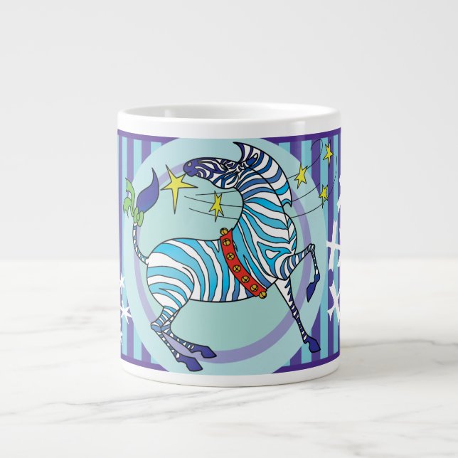 Grande Tasse Jumbo mug bleu Noël aux zèbres de Noël 2018 (Devant)