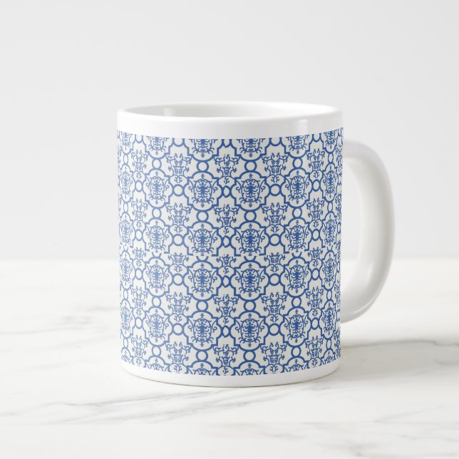 Grande Tasse Jumbo Mug-Blue Damask (Devant droit)