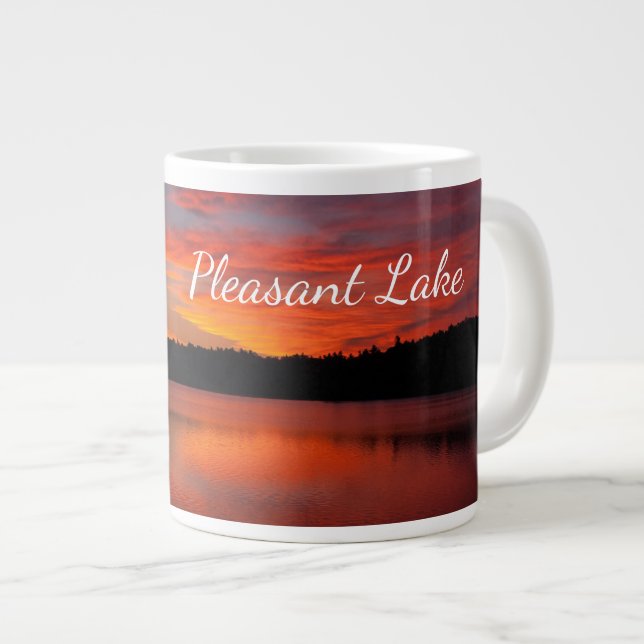 Grande Tasse Jumbo Pleasant Lake Sunset Photo Mug (Devant droit)
