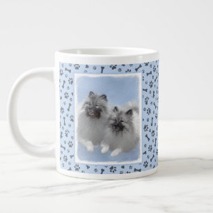 Grande Tasse Keeshond Paire de Kees Peinture Art animal origina