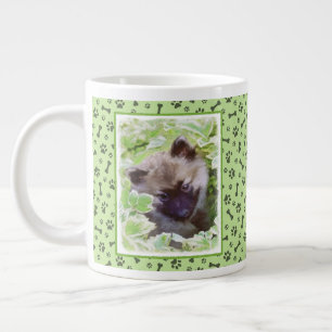 Grande Tasse Keeshond Puppy in the Garden Peinture Art original