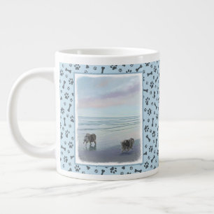 Grande Tasse Keeshonds at the Seashore Peinture Dog Art