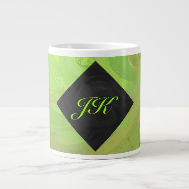 Grande Tasse Kiwi Bash Vert et noir Monogramme (Devant)