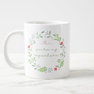 Grande Tasse La fête des mères super-héroïne verte florale mama