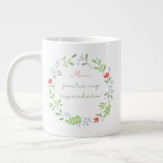 Grande Tasse La fête des mères super-héroïne verte florale mama