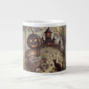 Grande Tasse La nuit d'Halloween : Le citrouille noir effrayant