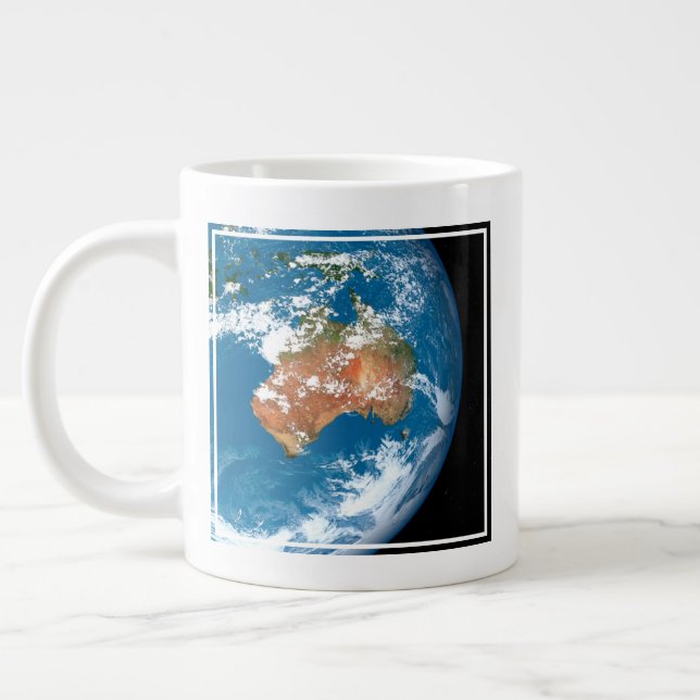 Grande Tasse La Planète Terre Montre Des Nuages Sur L'Australie (Gauche)