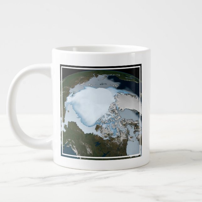 Grande Tasse La Planète Terre Montre La Couverture De Glace De  (Gauche)