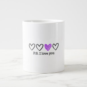 Grande Tasse La Saint-Valentin PS Je t'aime Cœur Violet