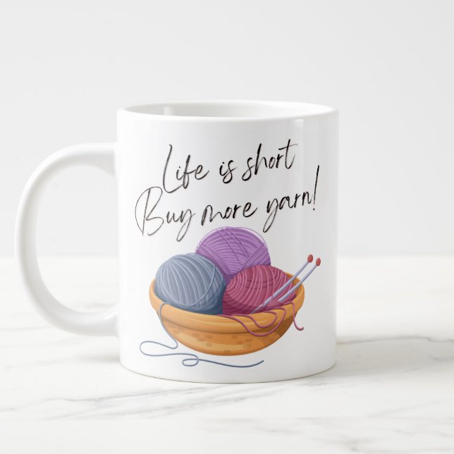 Grande Tasse La vie est courte - Achetez plus de fils! | Boucho (Gauche)