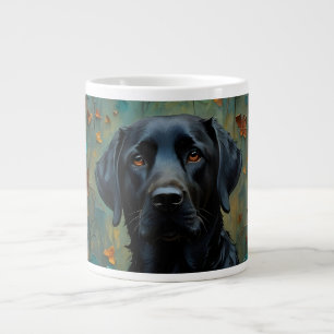 Grande Tasse Labrador noir en Feuille