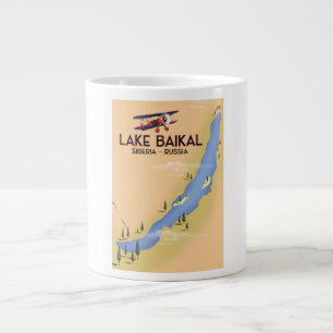 Grande Tasse Lac Baïkal Sibérie Affiche de voyage russe Carte