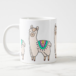 Grande Tasse lama alpaga de dessin animé souriant heureux