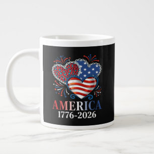 Grande Tasse l'amérique a du cœur 1776-2026 patriotique