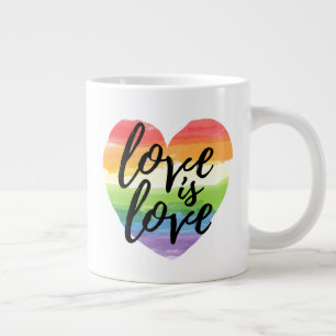 Grande Tasse L'amour est l'amour  Coeur d'aquarelle arc-en-ciel