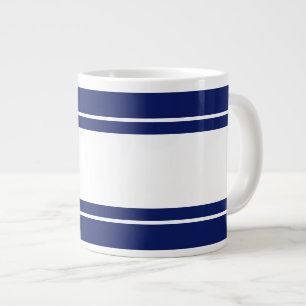Grande Tasse Large Blancs De Course Nautique Sur Bleu Marine