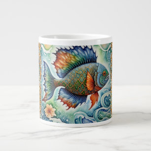 Grande Tasse L'art du poisson batik