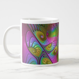 Grande Tasse L'art fractal abstrait trippy lumineux coloré