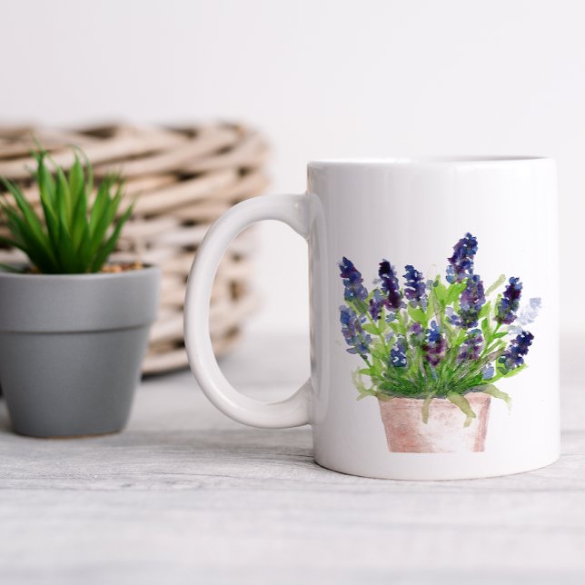 Grande Tasse Lavande d'aquarelle florale (Créateur téléchargé)