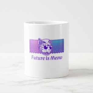 Grande Tasse L'avenir est Meow - Cyberpunk Neon Cat