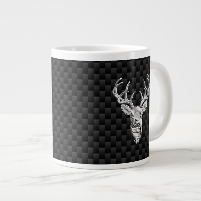 Grande Tasse Le Cerf d'argent élégant sur l'impression de carbo (Devant droit)