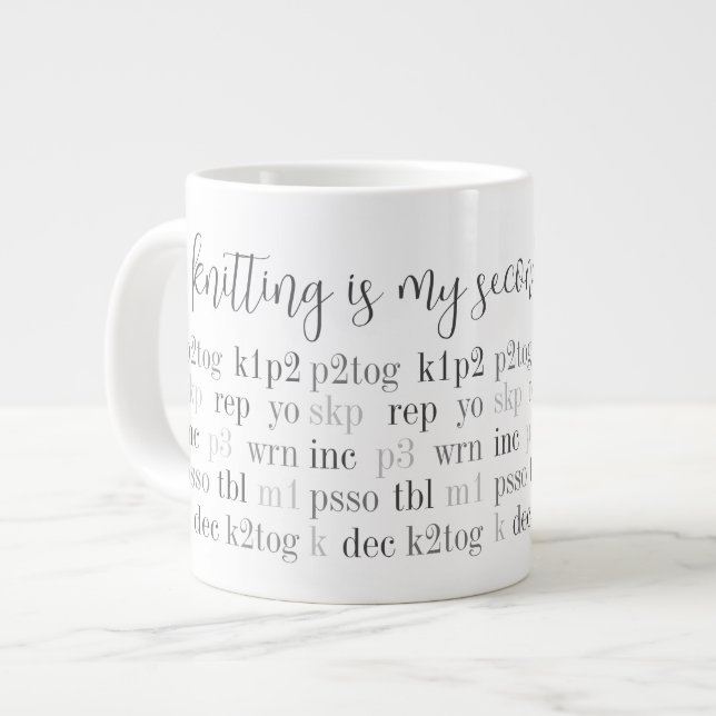 Grande Tasse LE tricot EST MA SECONDE LANGUE Big White Mug (Devant gauche)